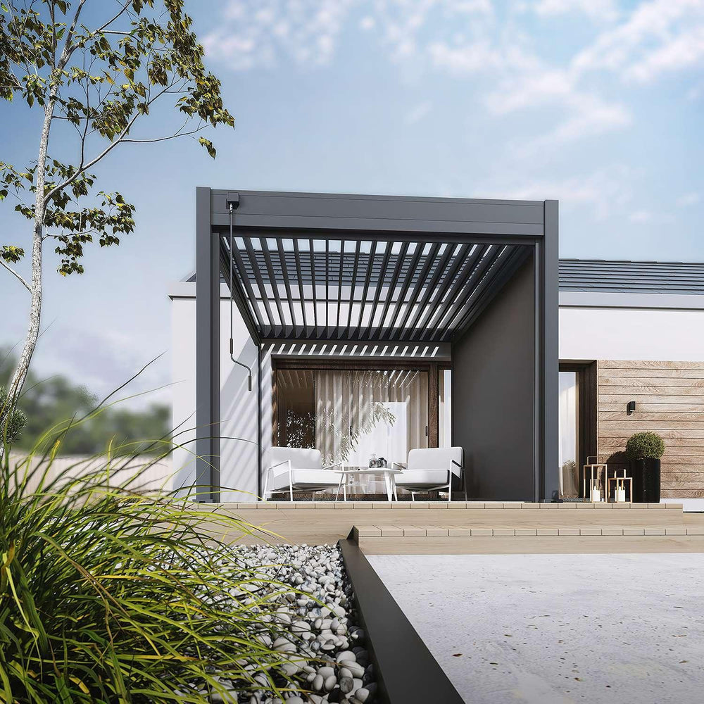 Modena Aluminium Pergola 3m x 3m Wall Mounted - Pergola2Go