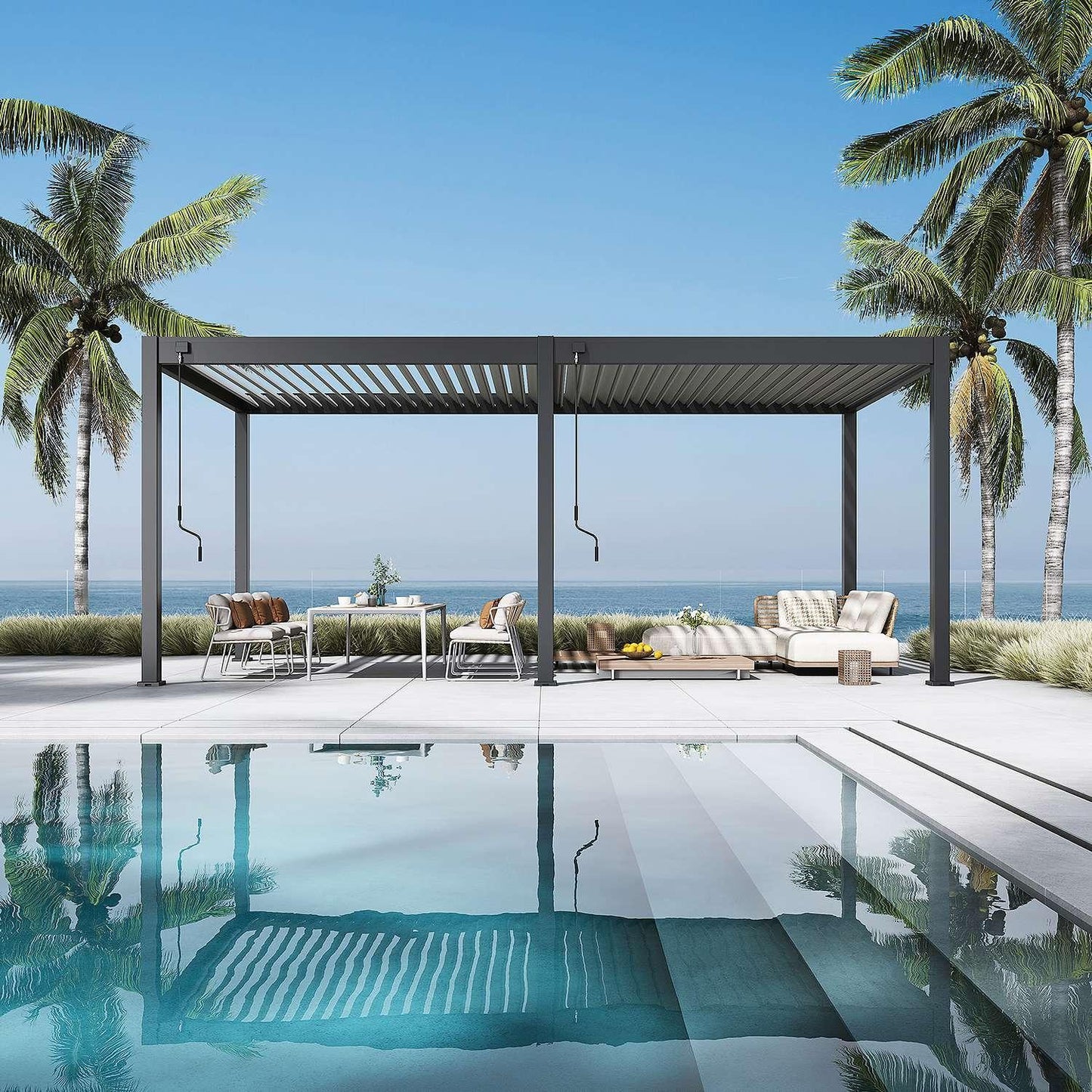 Modena Aluminium Pergola 6m x 3m Free Standing - Pergola2Go