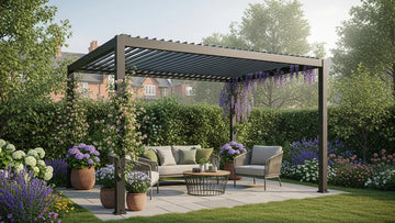 Aluminium pergola in a Manchester garden enhancing outdoor living space