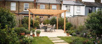 Freestanding pergolas give Bristol homeowners flexibility to shade a patio, dining area, or garden lounge