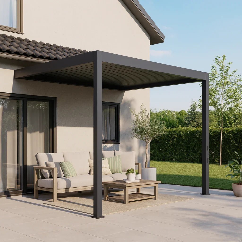 Modena Aluminium Pergola 4m x 3m Wall Mounted - Pergola2Go